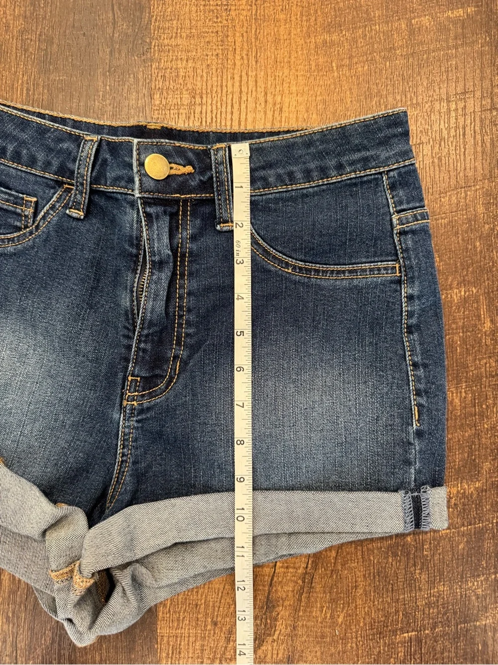 Forever21 dark blue denim cuffed shorts